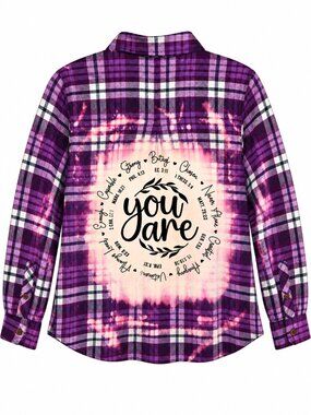 God Says You Are Enough Repurposed Christian Theme Plaid Shirt